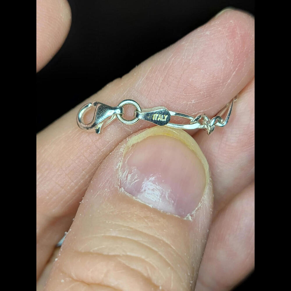 10 Inch Figaro Style Sterling Silver Bracelet 925 Made In Italy With 925 Lobst - Picture 4 of 9